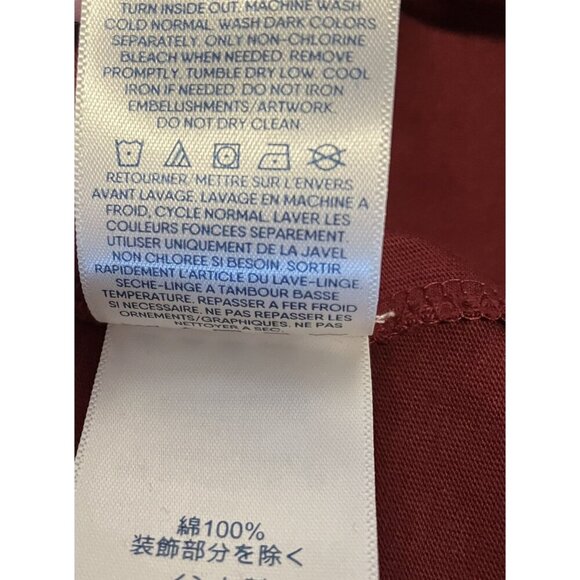 Lands' End Maroon T-Rex Embroidered Long Sleeve Tee Shirt Size S - Picture 4 of 6